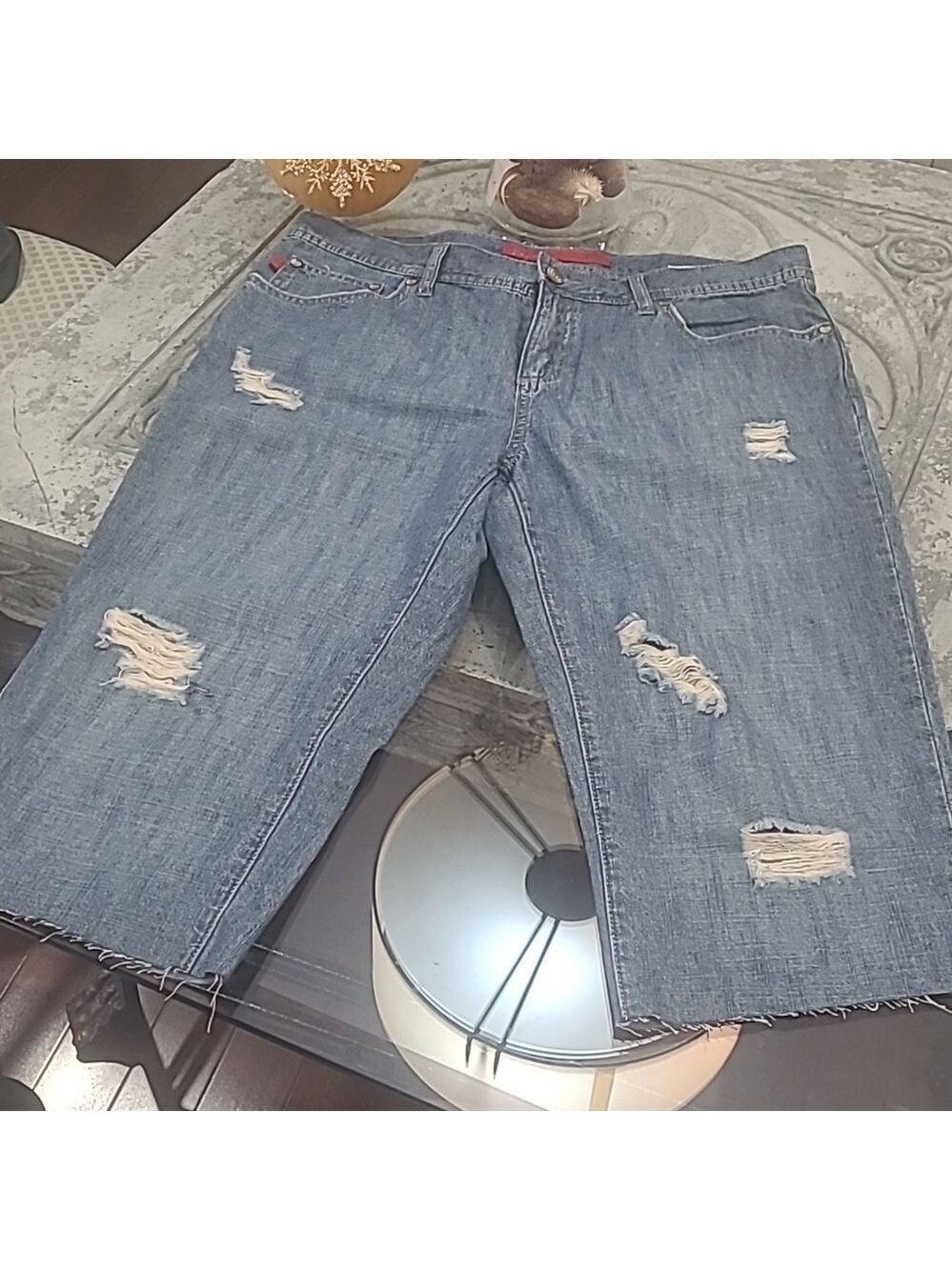 Womens cut off jean bermuda shorts 7